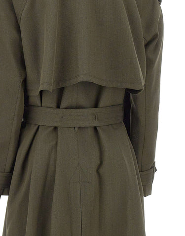 VICTORIA BECKHAM Trench coat in lana vergine GREEN Donna 