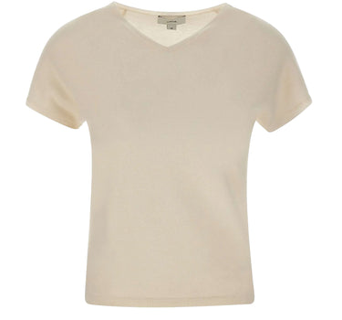 VINCE. Maglia a maniche corte in misto lana e cashmere WHITE Donna 