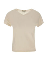 VINCE. Maglia a maniche corte in misto lana e cashmere WHITE Donna 