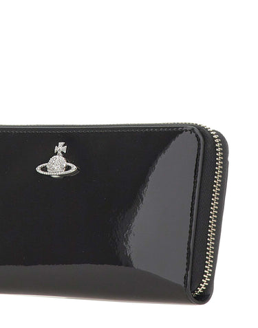 VIVIENNE WESTWOOD Portafogli lungo con zip BLACK Donna 