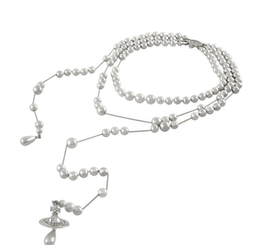VIVIENNE WESTWOOD "Broken Pearl Necklace" SILVER Donna 