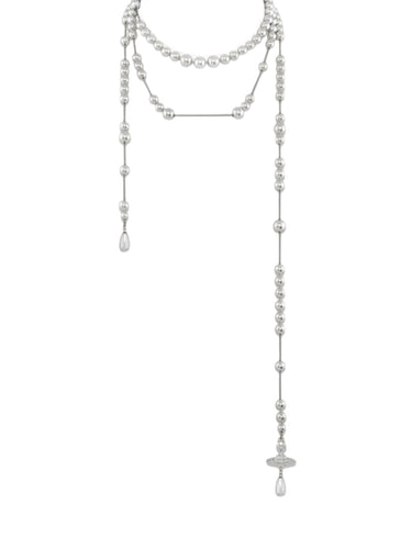 VIVIENNE WESTWOOD "Broken Pearl Necklace" SILVER Donna 