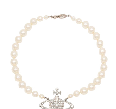VIVIENNE WESTWOOD "Mini Bas Relief Pearl Choker" WHITE Donna 
