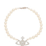 VIVIENNE WESTWOOD "Mini Bas Relief Pearl Choker" WHITE Donna 