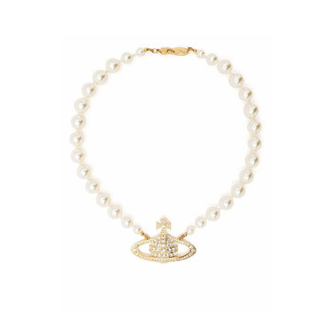 VIVIENNE WESTWOOD "Mini Bas Relief Pearl Choker" WHITE Donna 