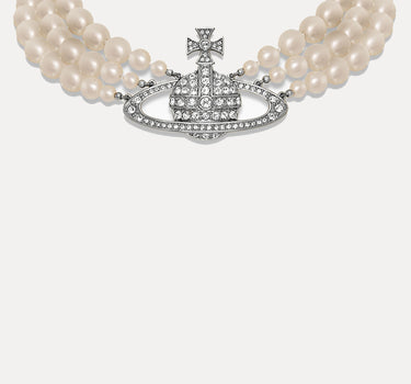 VIVIENNE WESTWOOD "Three Row Pearl Bas Relief Choker" WHITE Donna 