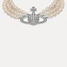 VIVIENNE WESTWOOD "Three Row Pearl Bas Relief Choker" WHITE Donna 