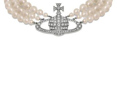 VIVIENNE WESTWOOD "Three Row Pearl Bas Relief Choker" WHITE Donna 