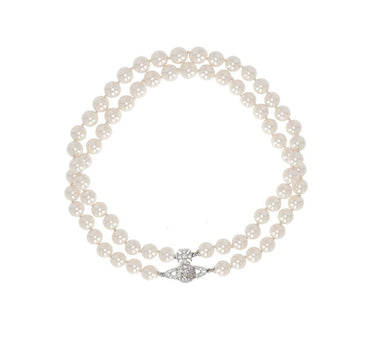 VIVIENNE WESTWOOD "Graziella Pearl Chocker" WHITE Donna 