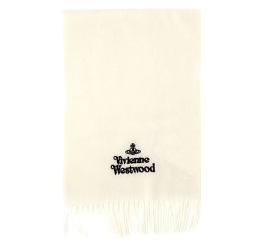 VIVIENNE WESTWOOD Sciarpa in lana con ricamo WHITE Donna 