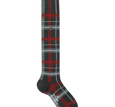 VIVIENNE WESTWOOD "Multicheck High Sock" GREY Donna 
