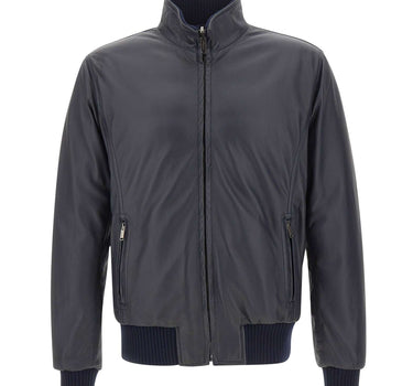 VOLFAGLI Giacca in pelle "12 Bomber Reversibile Fibula" BLUE Uomo 