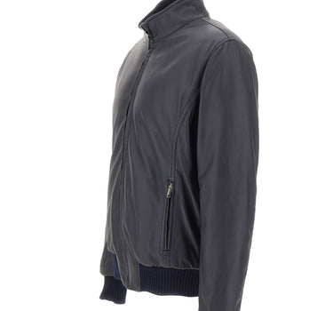 VOLFAGLI Giacca in pelle "12 Bomber Reversibile Fibula" BLUE Uomo 