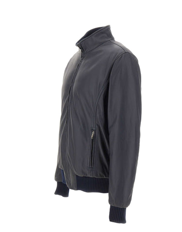 VOLFAGLI Giacca in pelle "12 Bomber Reversibile Fibula" BLUE Uomo 