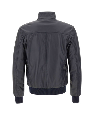VOLFAGLI Giacca in pelle "12 Bomber Reversibile Fibula" BLUE Uomo 