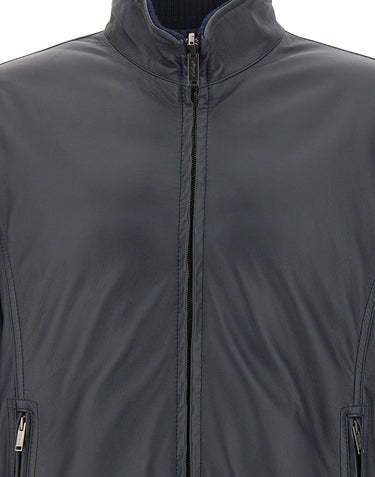 VOLFAGLI Giacca in pelle "12 Bomber Reversibile Fibula" BLUE Uomo 