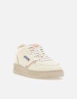 AUTRY Sneakers "Medalist Low" in pelle effetto vintage WHITE Donna 