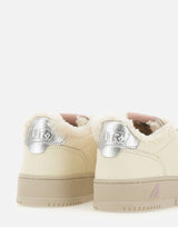 AUTRY Sneakers "Medalist Low" in pelle effetto vintage WHITE Donna 