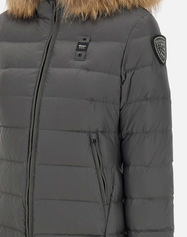 Piumino lungo con pelliccia "Kristin" 25WBLDK03103 006047978GG BLAUER 
