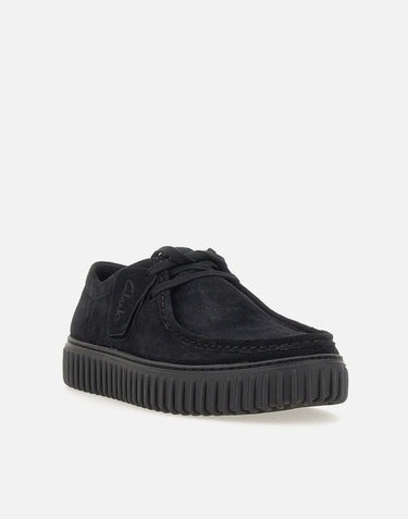CLARKS Stringata "Torhill Lo" in camoscio BLACK Uomo 