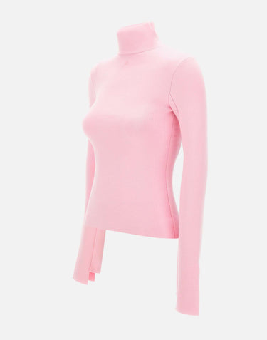 "Interlock Mockneck sweater" 425MPU260FI0001 PINK COURREGES 