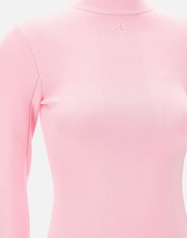 "Interlock Mockneck sweater" 425MPU260FI0001 PINK COURREGES 