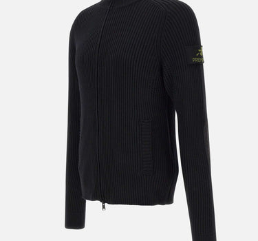 "Ribbed Zip Up Cardigan" PMG25 BLACK PREMIATA 