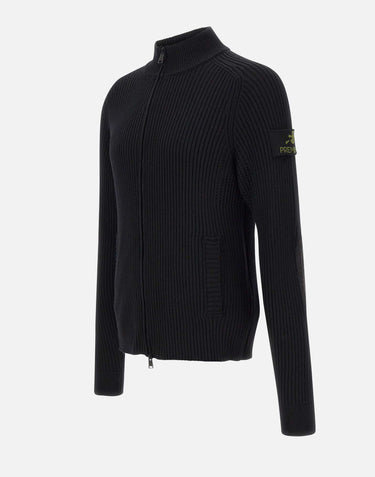 "Ribbed Zip Up Cardigan" PMG25 BLACK PREMIATA 