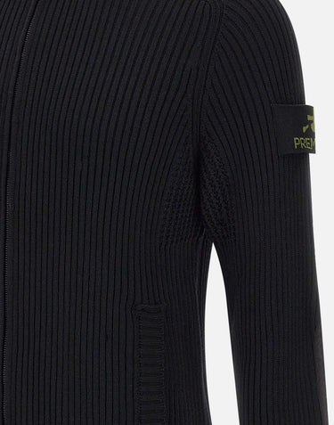 "Ribbed Zip Up Cardigan" PMG25 BLACK PREMIATA 