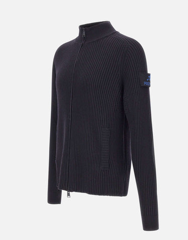 "Ribbed Zip Up Cardigan" PMG25 BLUE PREMIATA 
