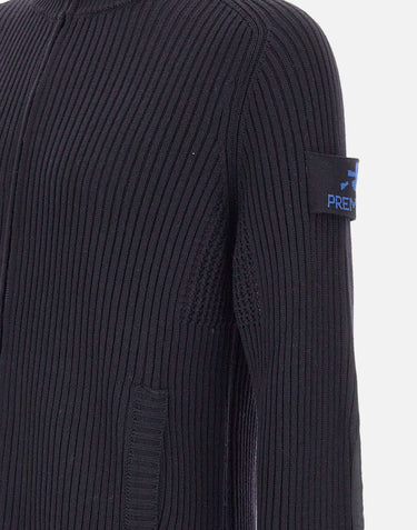 "Ribbed Zip Up Cardigan" PMG25 BLUE PREMIATA 