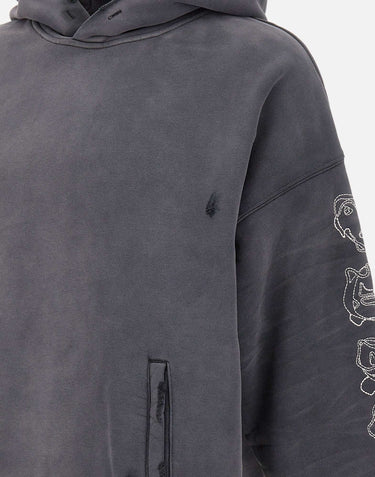 Felpa "HWT Gothic Outline Hoodie" M4104 HFBG425BLACK PURPLE BRAND 