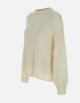 "Loose stitch crewneck" 24564 IVORY SOFT GOAT 