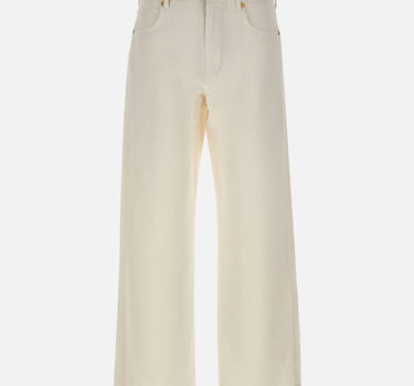 'S MAX MARA Pantalone 5 tasche in cotone e lino WHITE Donna 