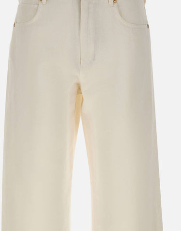 'S MAX MARA Pantalone 5 tasche in cotone e lino WHITE Donna 