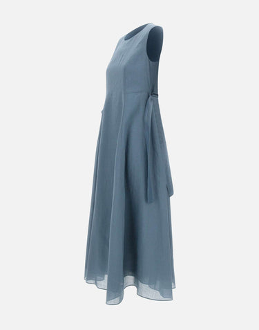 'S MAX MARA Abito lungo in ramiè Light Blue Donna 