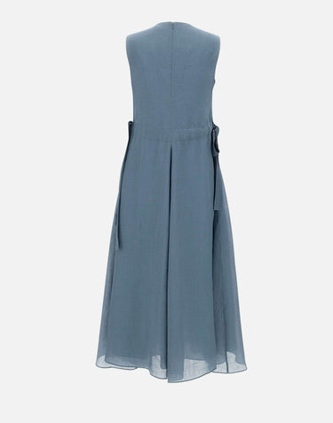 'S MAX MARA Abito lungo in ramiè Light Blue Donna 