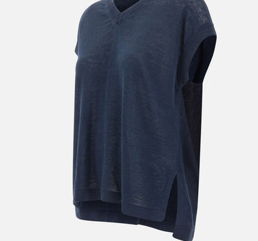 'S MAX MARA Maglia smanicata in filato di lino BLUE Donna 