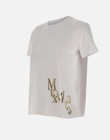 'S MAX MARA T-shirt in cotone con logo WHITE Donna 