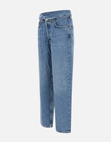 AGOLDE Jeans "Echo taper flip waistband" Light Blue Donna 