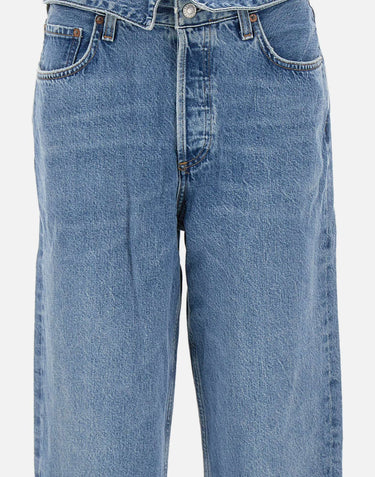 AGOLDE Jeans "Echo taper flip waistband" Light Blue Donna 