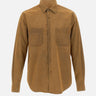 ASPESI Camicia in chambray floccato con pelle riciclata BROWN Uomo 