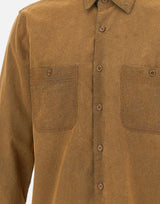 ASPESI Camicia in chambray floccato con pelle riciclata BROWN Uomo 