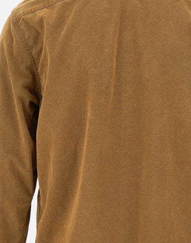ASPESI Camicia in chambray floccato con pelle riciclata BROWN Uomo 