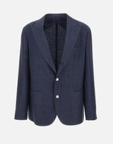BARBA Blazer in lino, lana e seta BLUE Uomo 