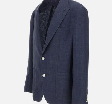 BARBA Blazer in lino, lana e seta BLUE Uomo 