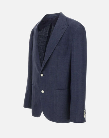 BARBA Blazer in lino, lana e seta BLUE Uomo 