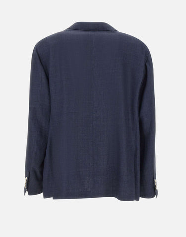 BARBA Blazer in lino, lana e seta BLUE Uomo 