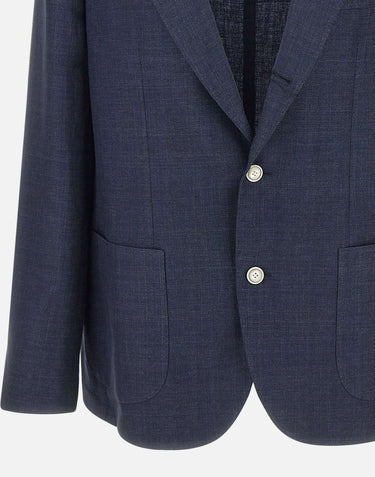 BARBA Blazer in lino, lana e seta BLUE Uomo 