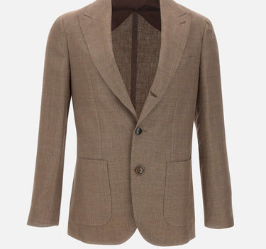 BARBA Blazer in lino, lana e seta BEIGE Uomo 